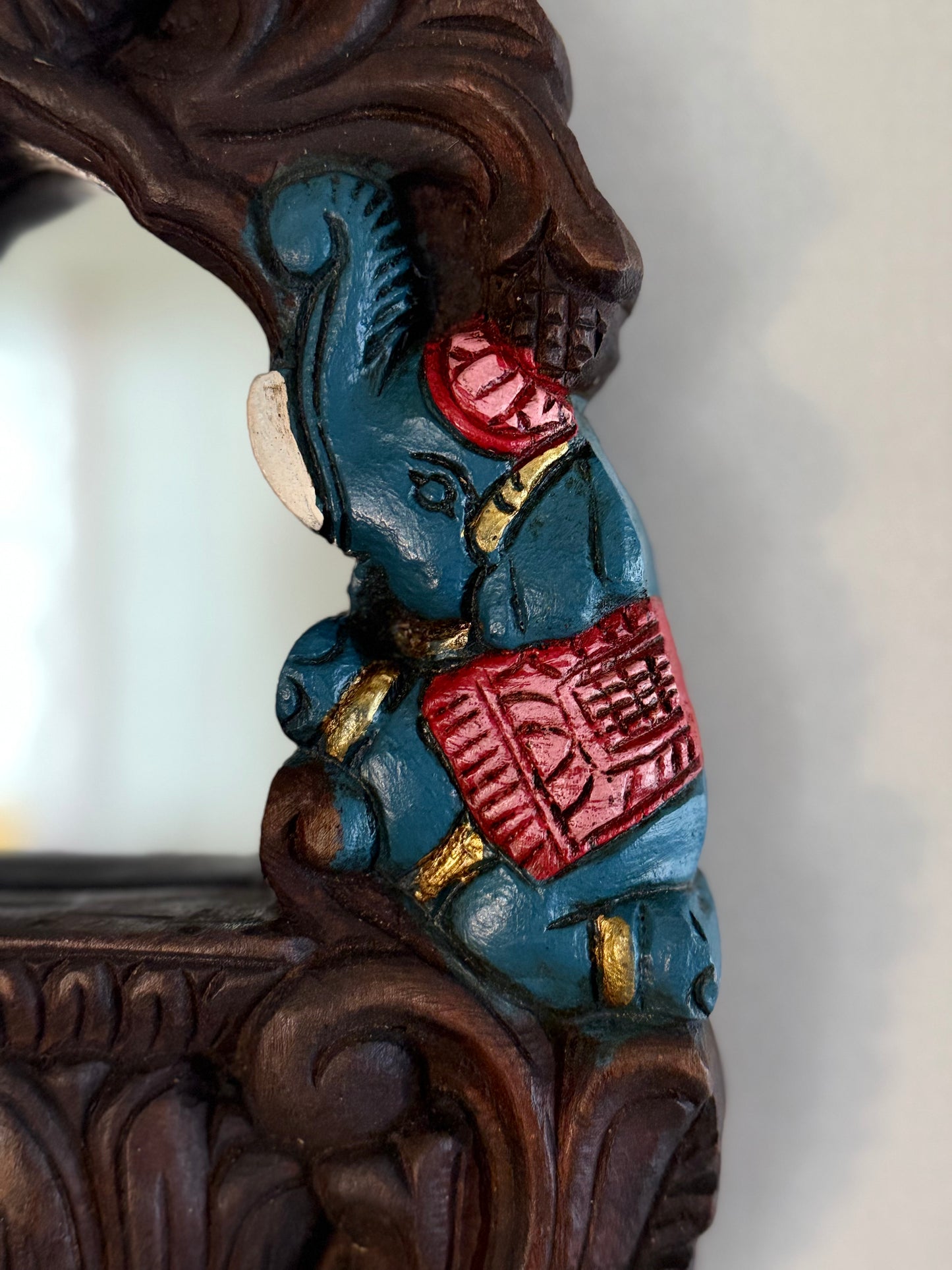 Hand Mirror - Blue Twin Elephants