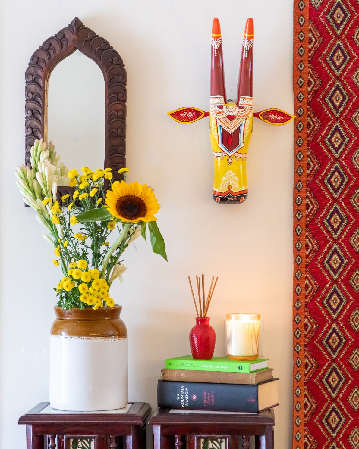 Hand Painted Cow Head - 11" - Yellow