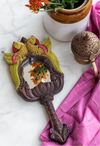 Chettinad Carving Hand Mirror  - Green Twin Parrots