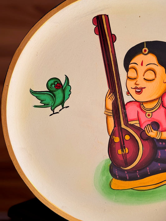 Hand-Painted Wall Plate - Sitar Shruti