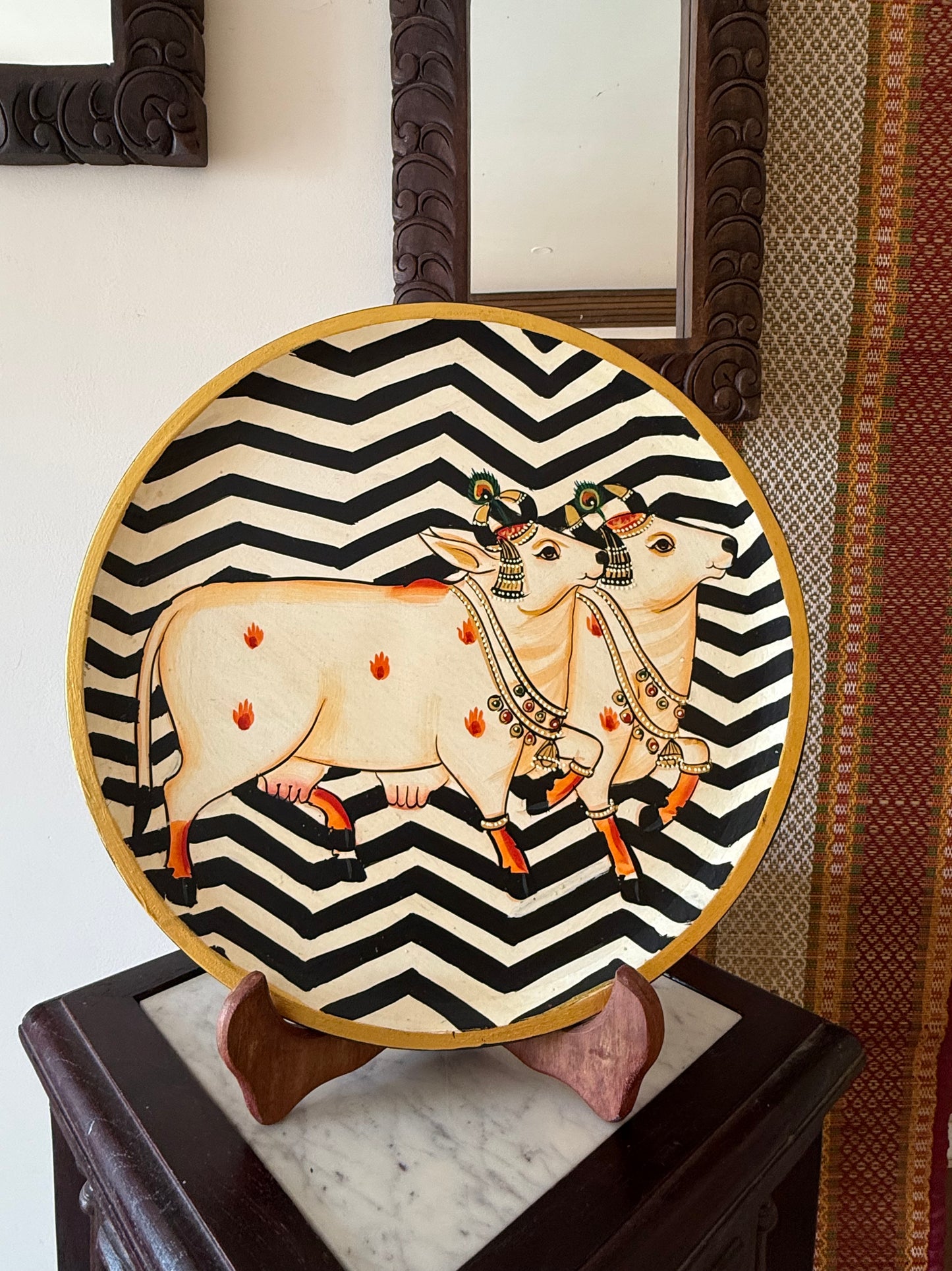 Hand Painted Wall Plate - Pichwai Style