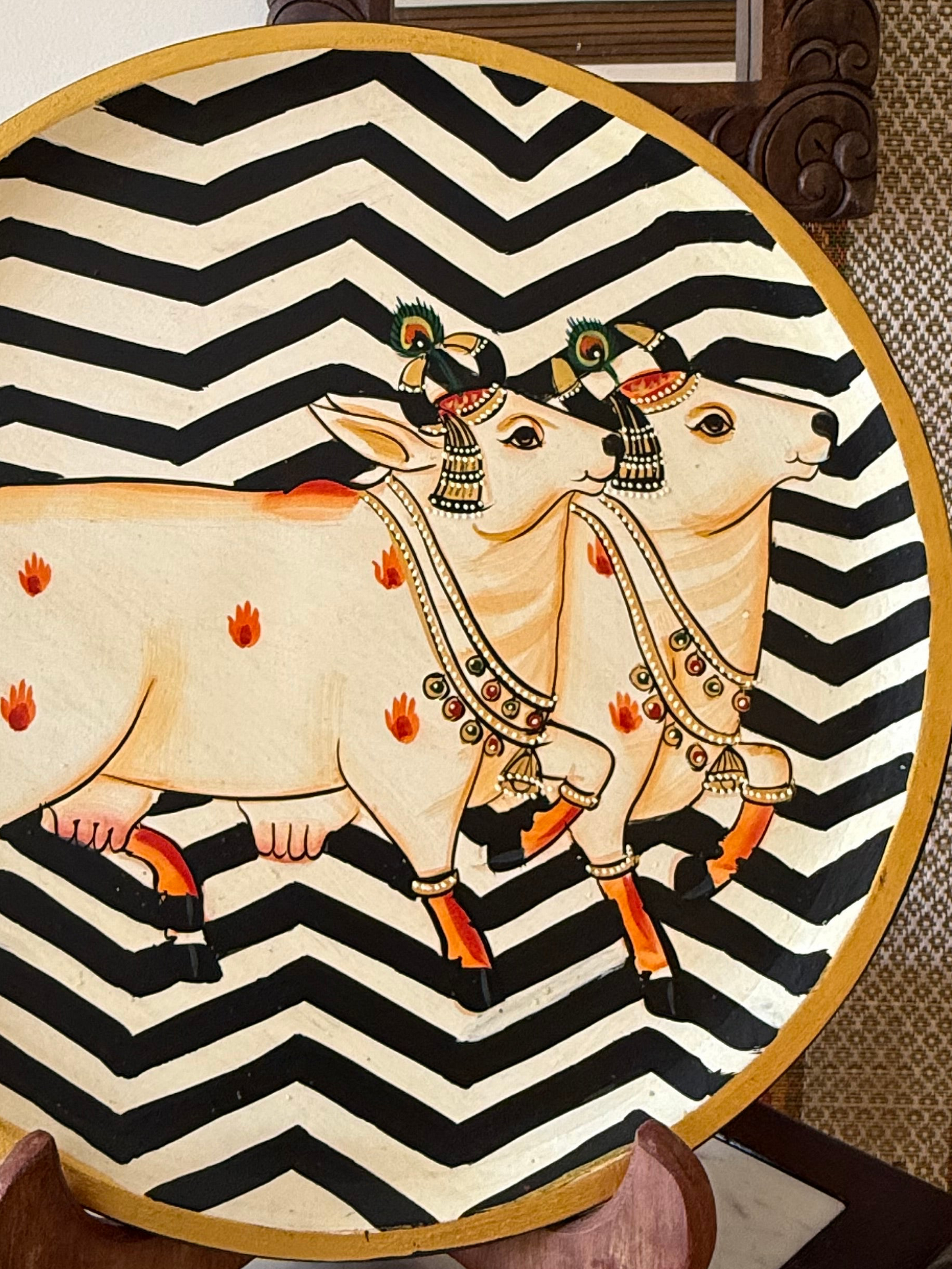 Hand Painted Wall Plate - Pichwai Style