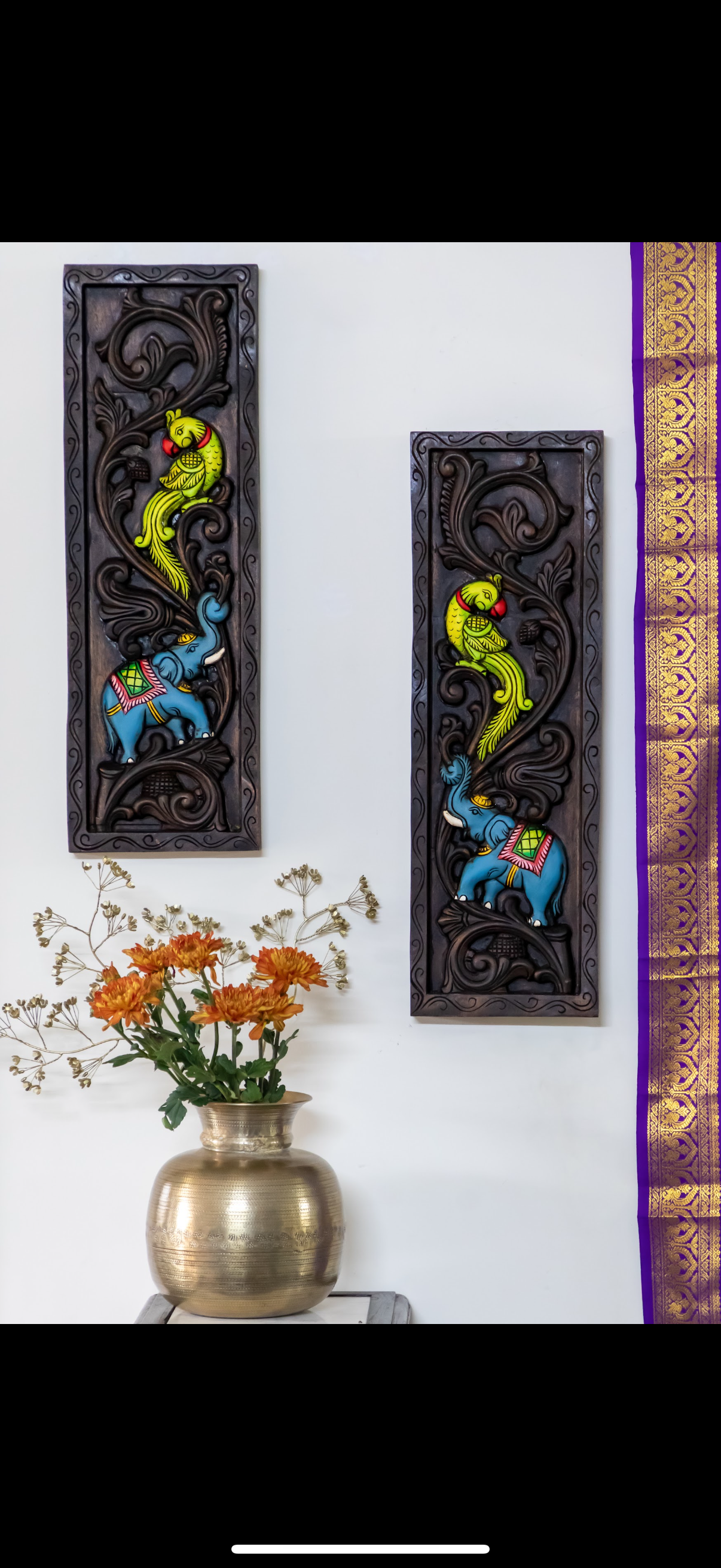 24" Carved Wooden - Wall Panel - Set of 2