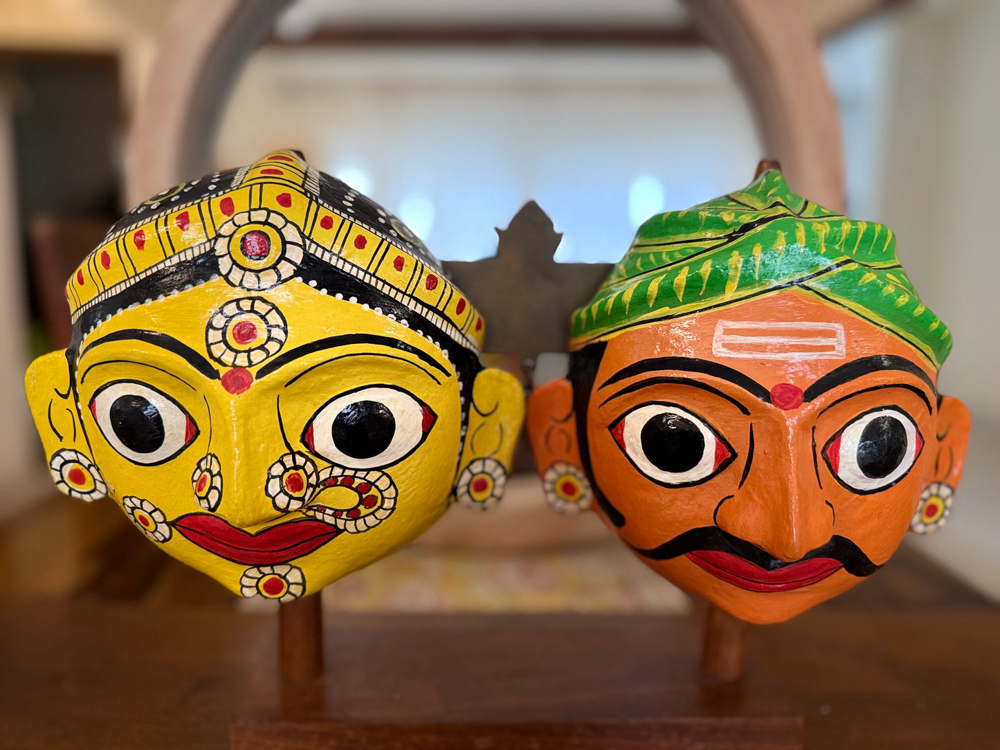 Pair of Cherial Masks - Yellow & Orange