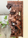 Hand Carved Yazhi (Yali) & Elephant Wall Bracket - Single
