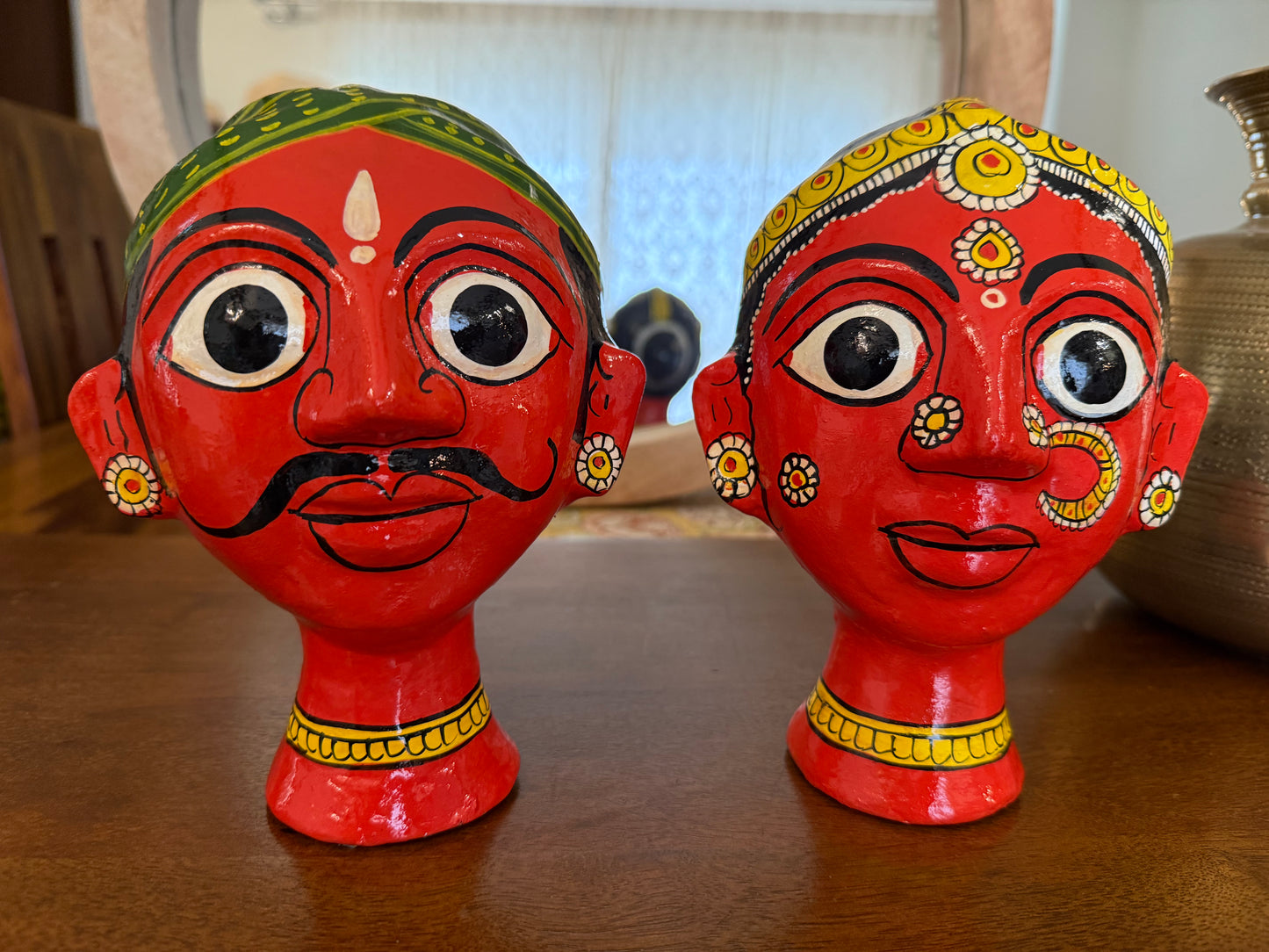 Pair of Cherial Busts - Orange