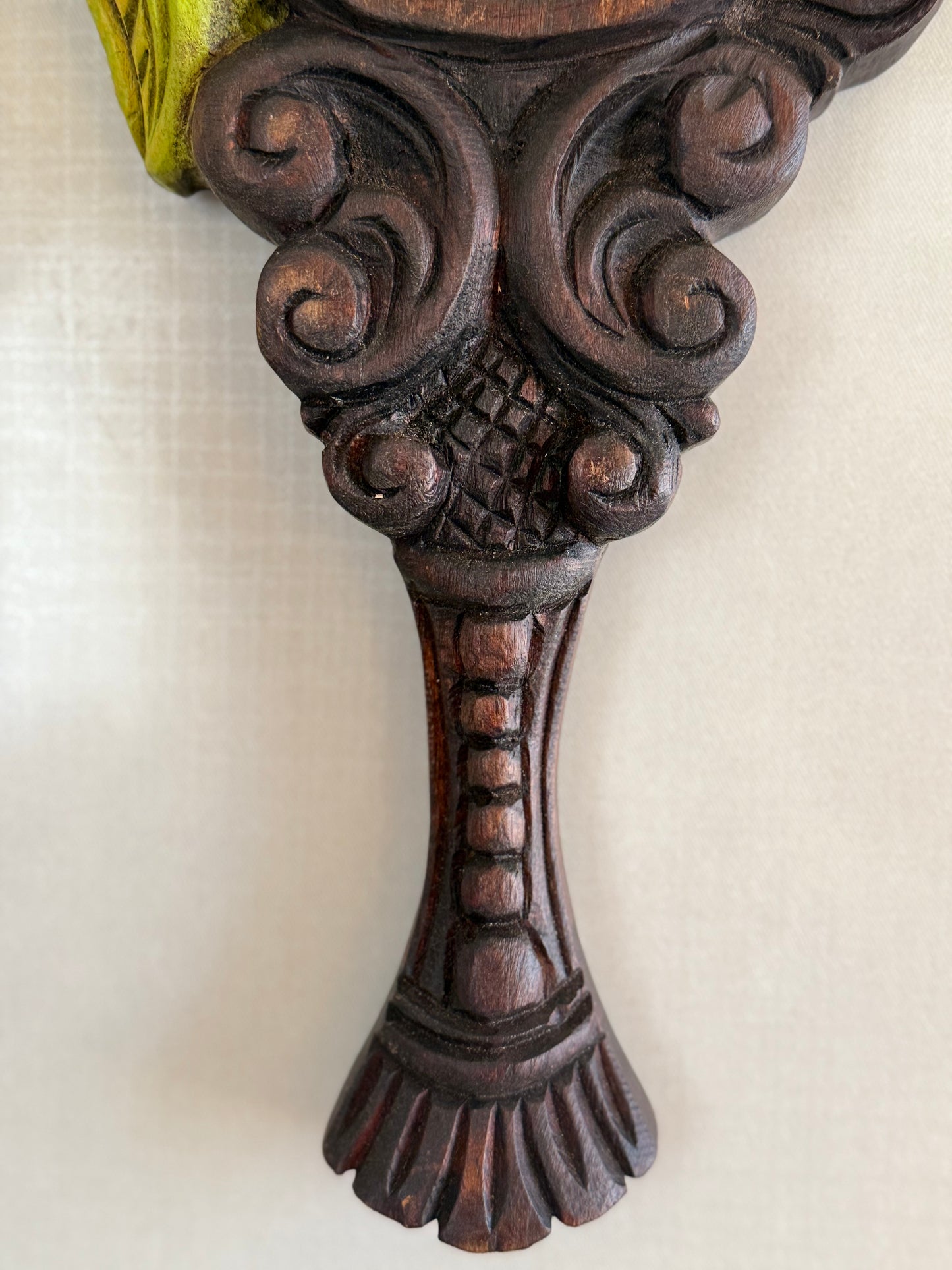 Chettinad Carving Hand Mirror  - Green Parrot