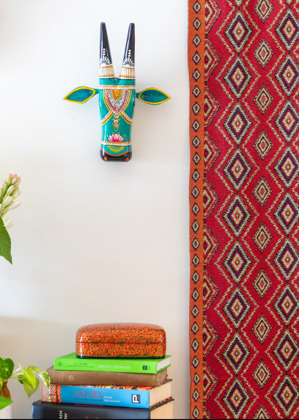 Hand Painted Cow Head - 11" Green