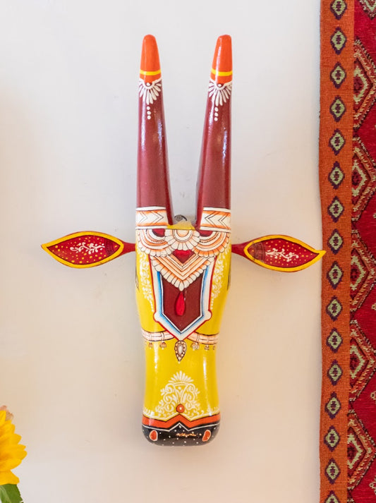 Hand Painted Cow Head - 11" - Yellow