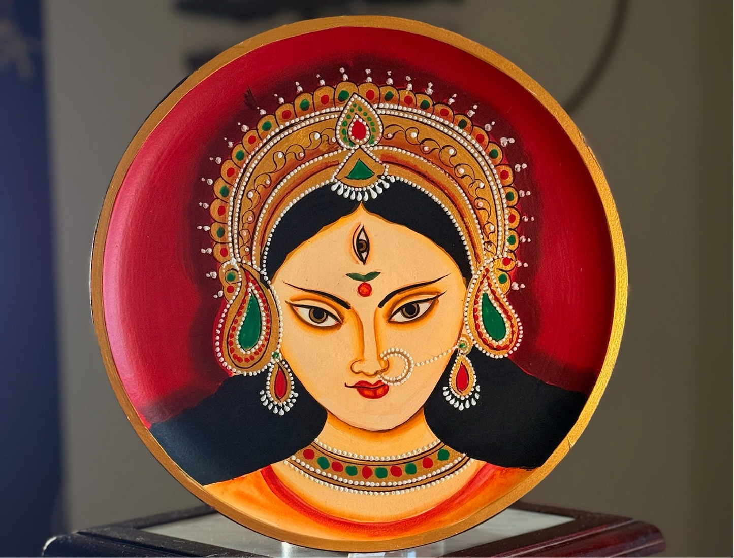 Hand Painted Wall Plate- Trinetra