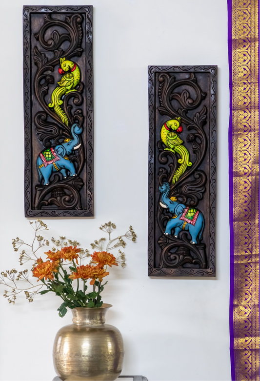 24" Carved Wooden - Wall Panel - Set of 2