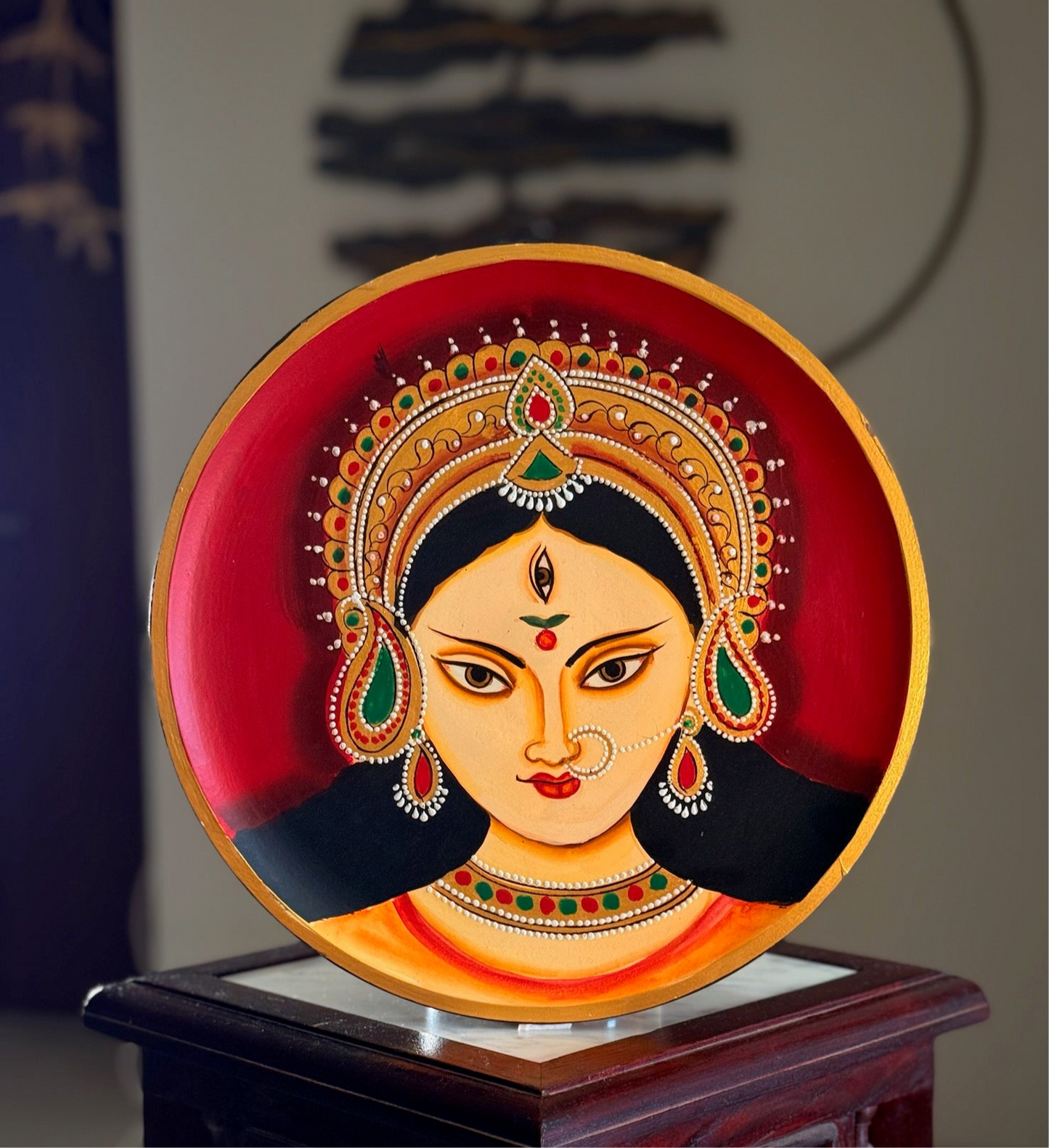 Hand Painted Wall Plate- Trinetra