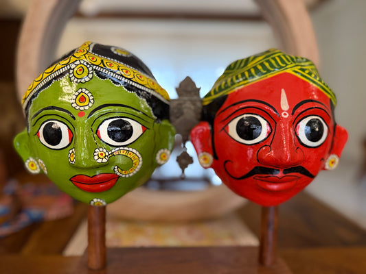 Pair of Cherial Masks - Green & Red