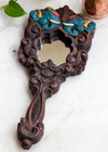 Hand Mirror  - Blue Twin Elephants at the Side