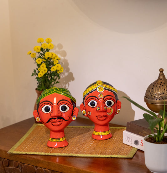 Pair of Cherial Busts - Orange