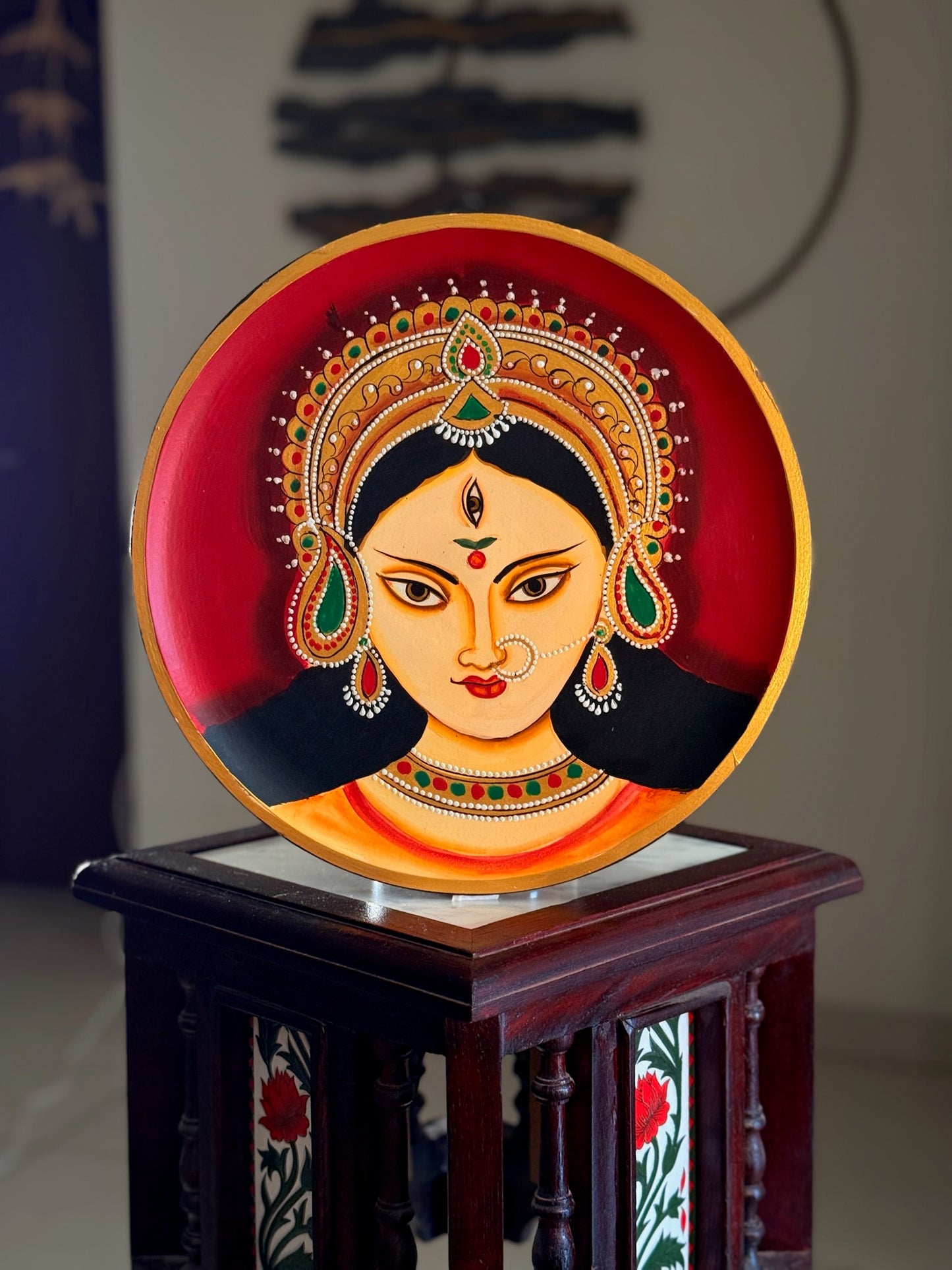 Hand Painted Wall Plate- Trinetra