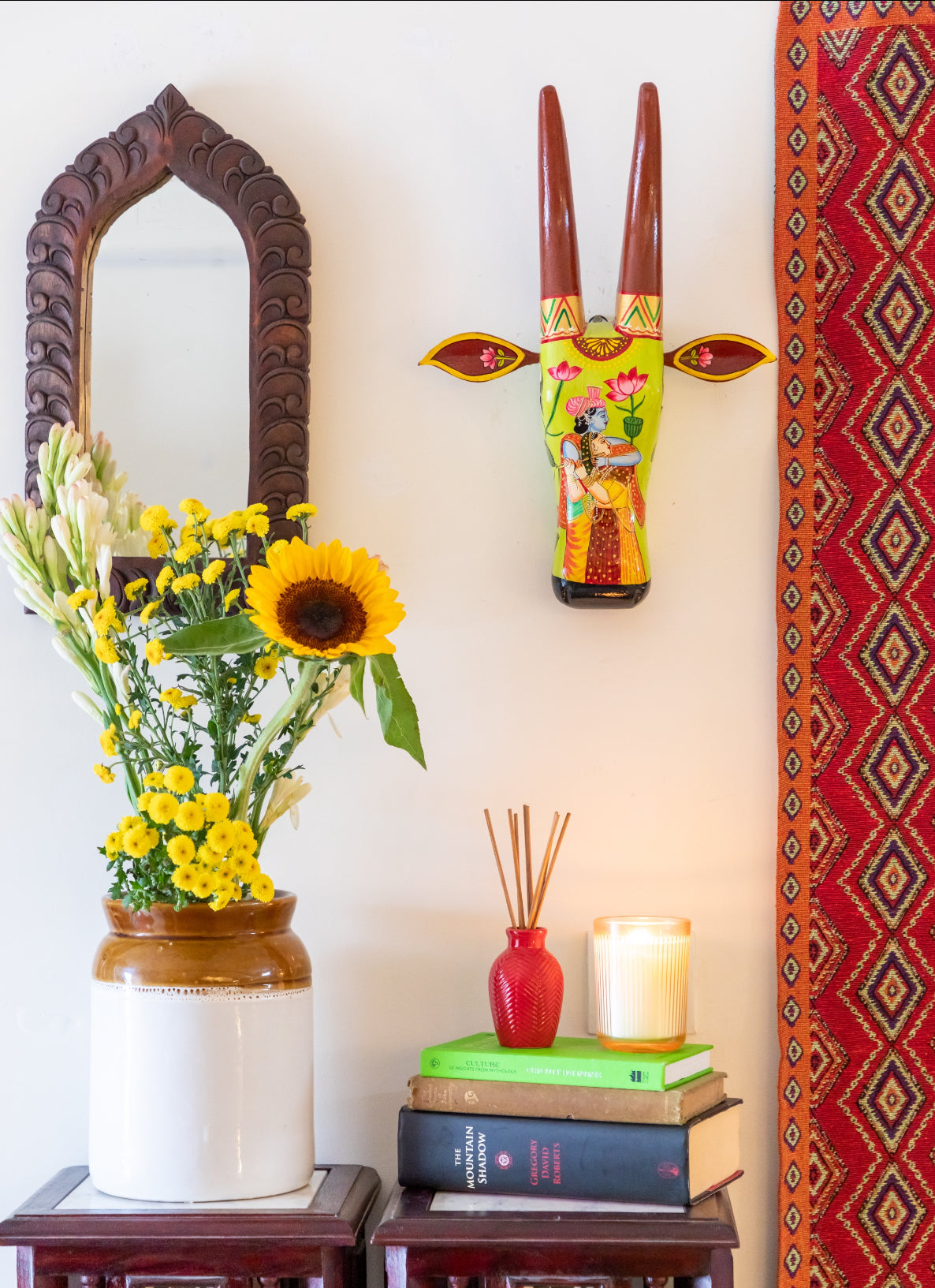 Hand Painted Cow Head - 18" Green