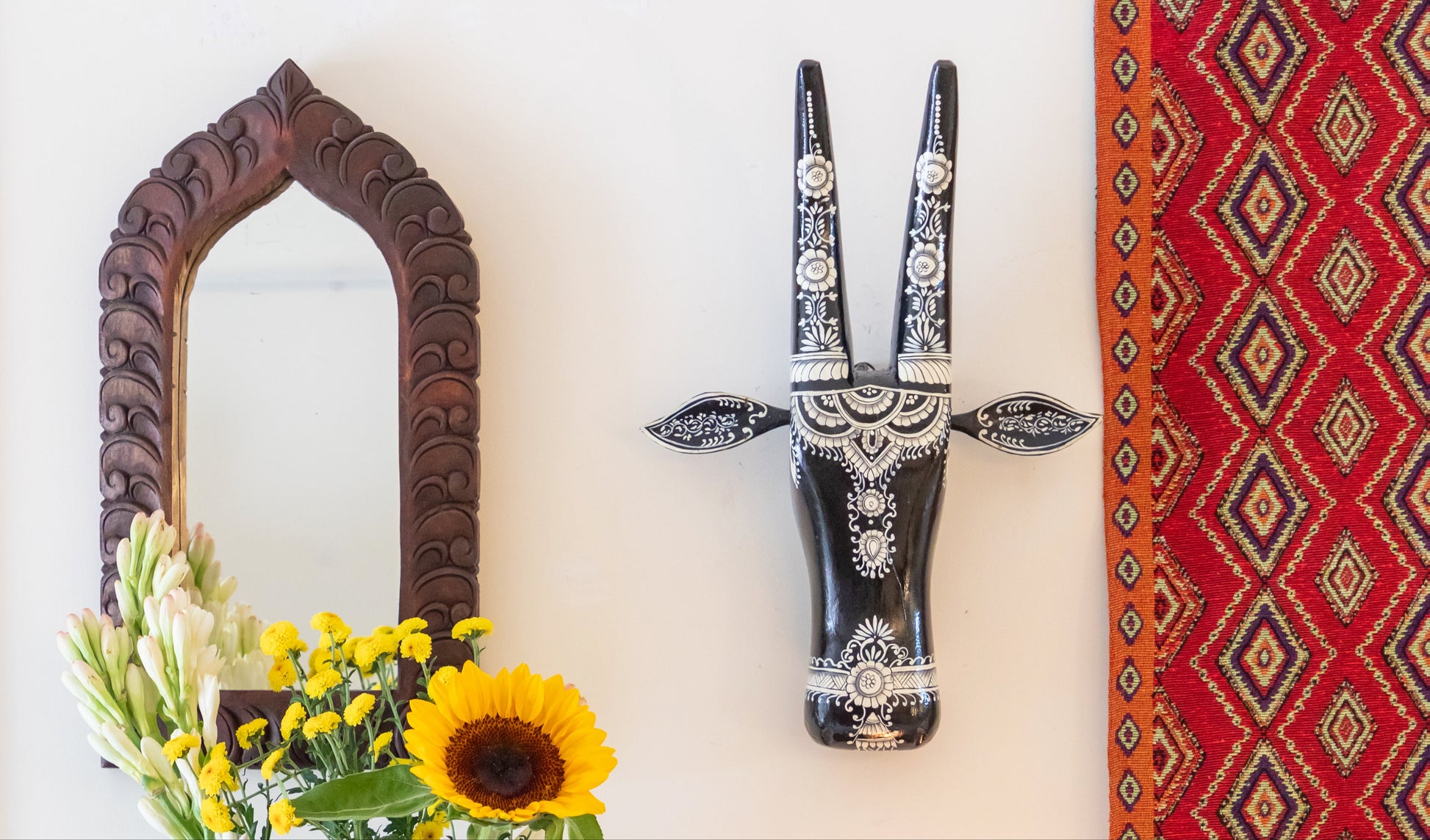 cow heads hand painted, wall decor, art Indian